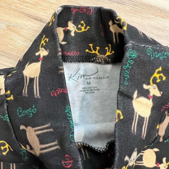 KIM ROGERS Christmas Reindeer Mock Neck Top Size Medium - Picture 4 of 7